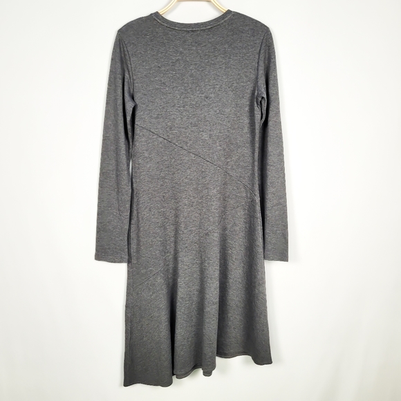 Vince Gray Asymmetric Long Sleeve Midi Dress – Size L – Soft Stretch Knit - Picture 5 of 10